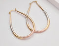 Tri-Color Twisted Teardrop Hoop Earrings Latch Back Nickel-Free Metal 1.5in