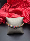 Multicolor Oval Crystal Beaded Adjustable Bolo Bracelet Gold Tone