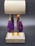 Purple Pink Teardrop Emperor Stone Dangle Drop Earrings 2 In Boho Hook Earrings