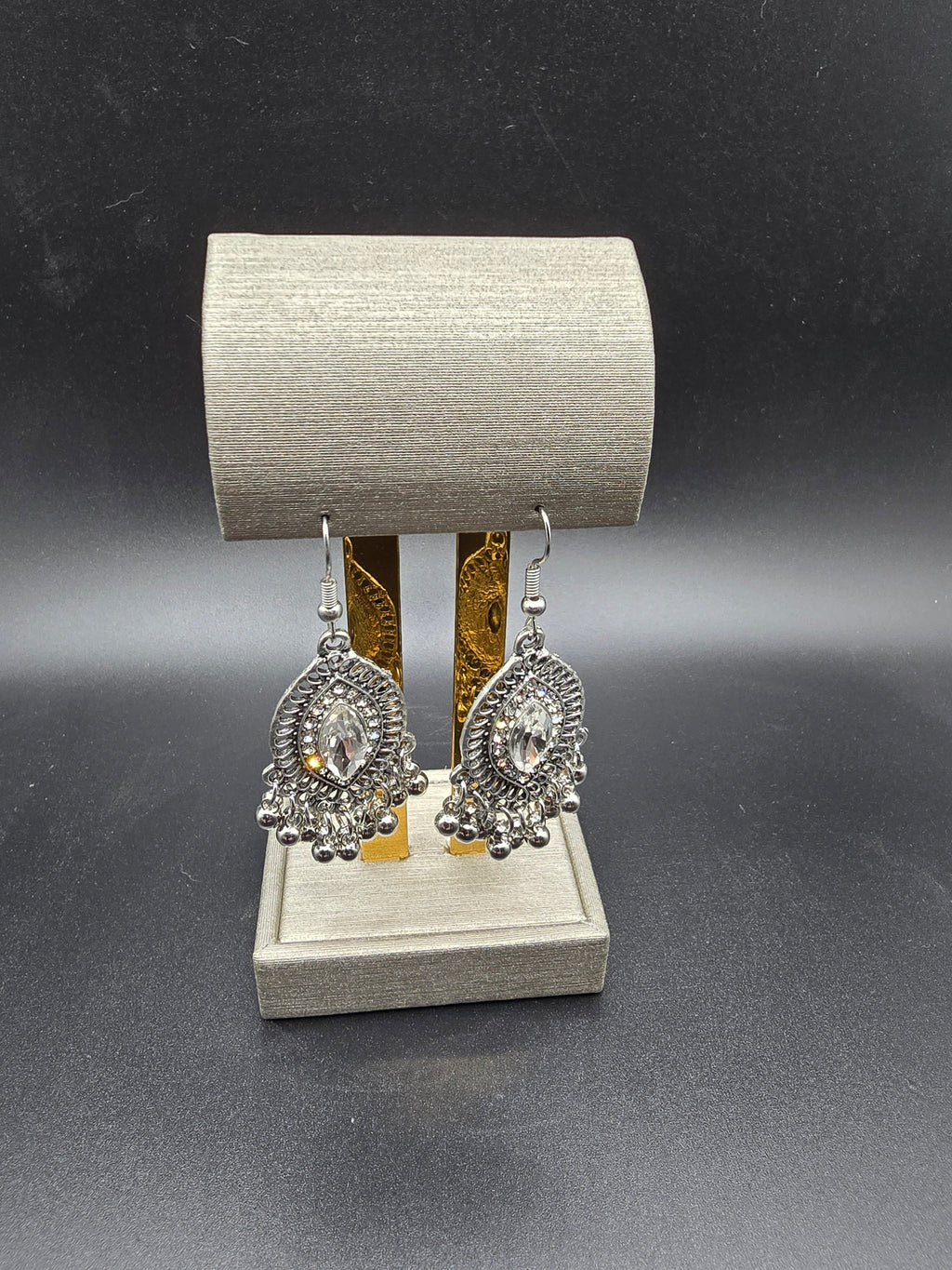 Silver Clear Marquise Teardrop Dangle Drop Earrings 2 In Boho Hook Earrings