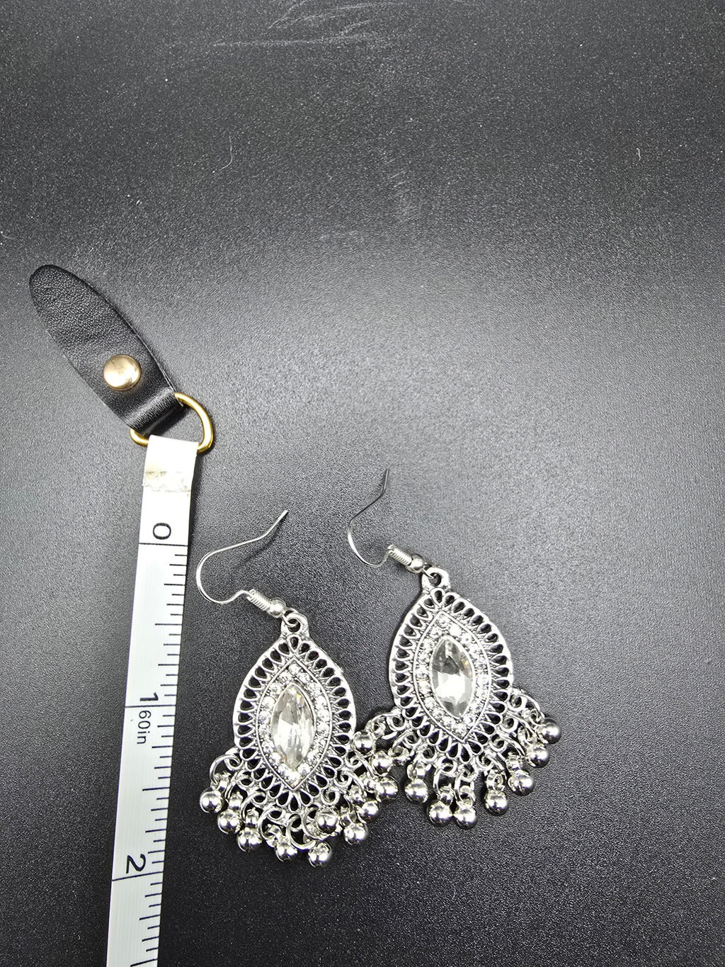 Silver Clear Marquise Teardrop Dangle Drop Earrings 2 In Boho Hook Earrings