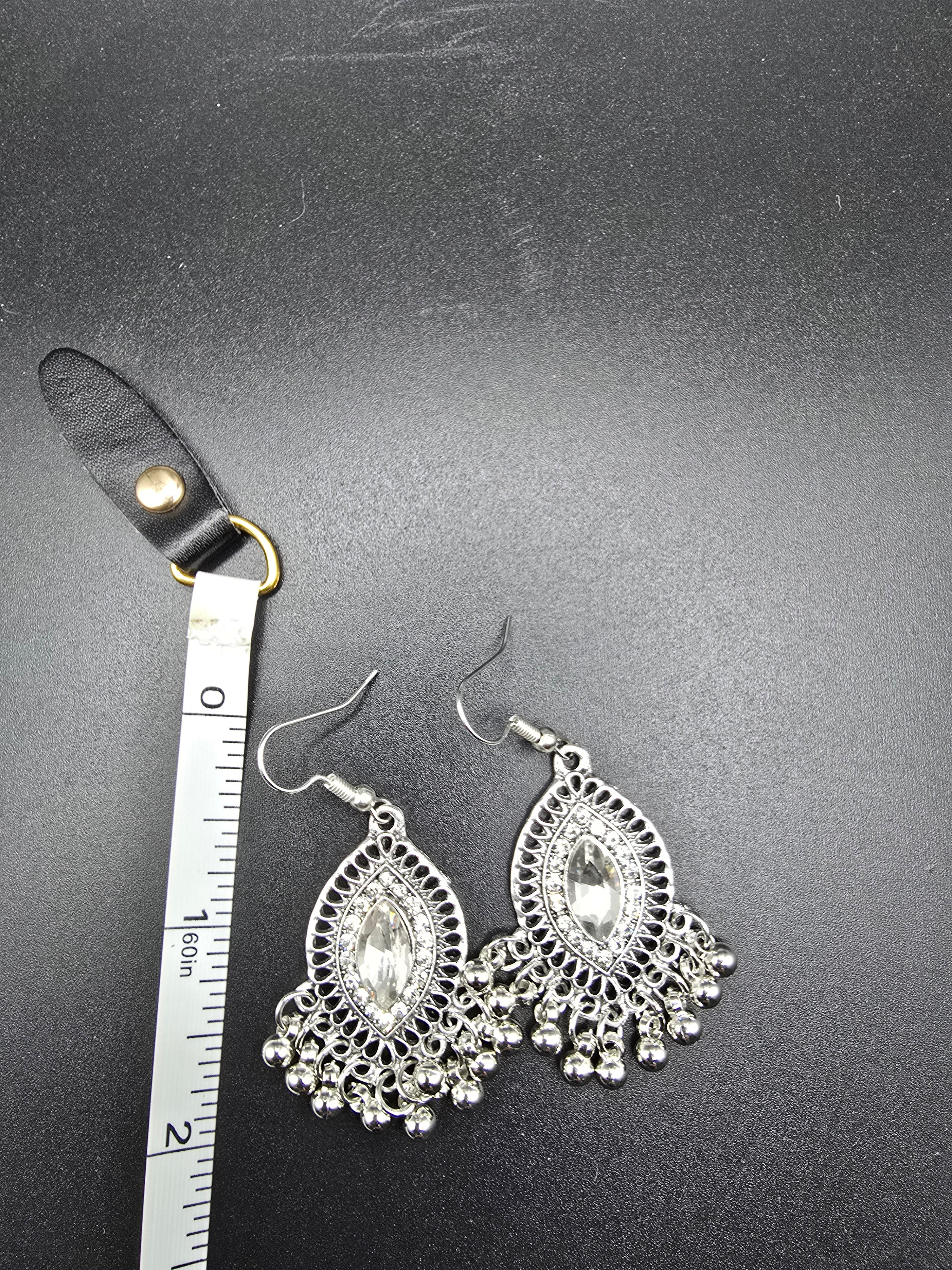 Silver Clear Marquise Teardrop Dangle Drop Earrings 2 In Boho Hook Earrings