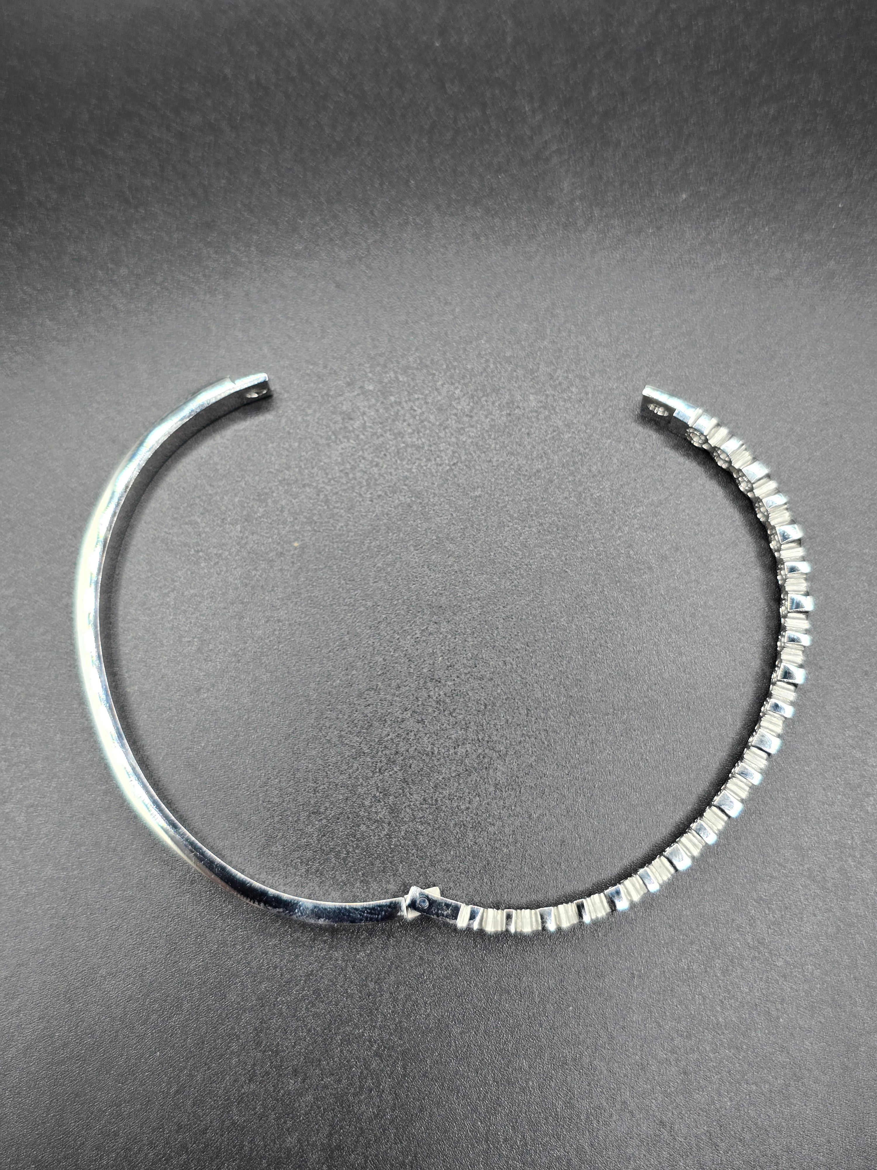 Silver Tone Metal Stackable Round Cuff Bangle Bracelet Crystal Accent