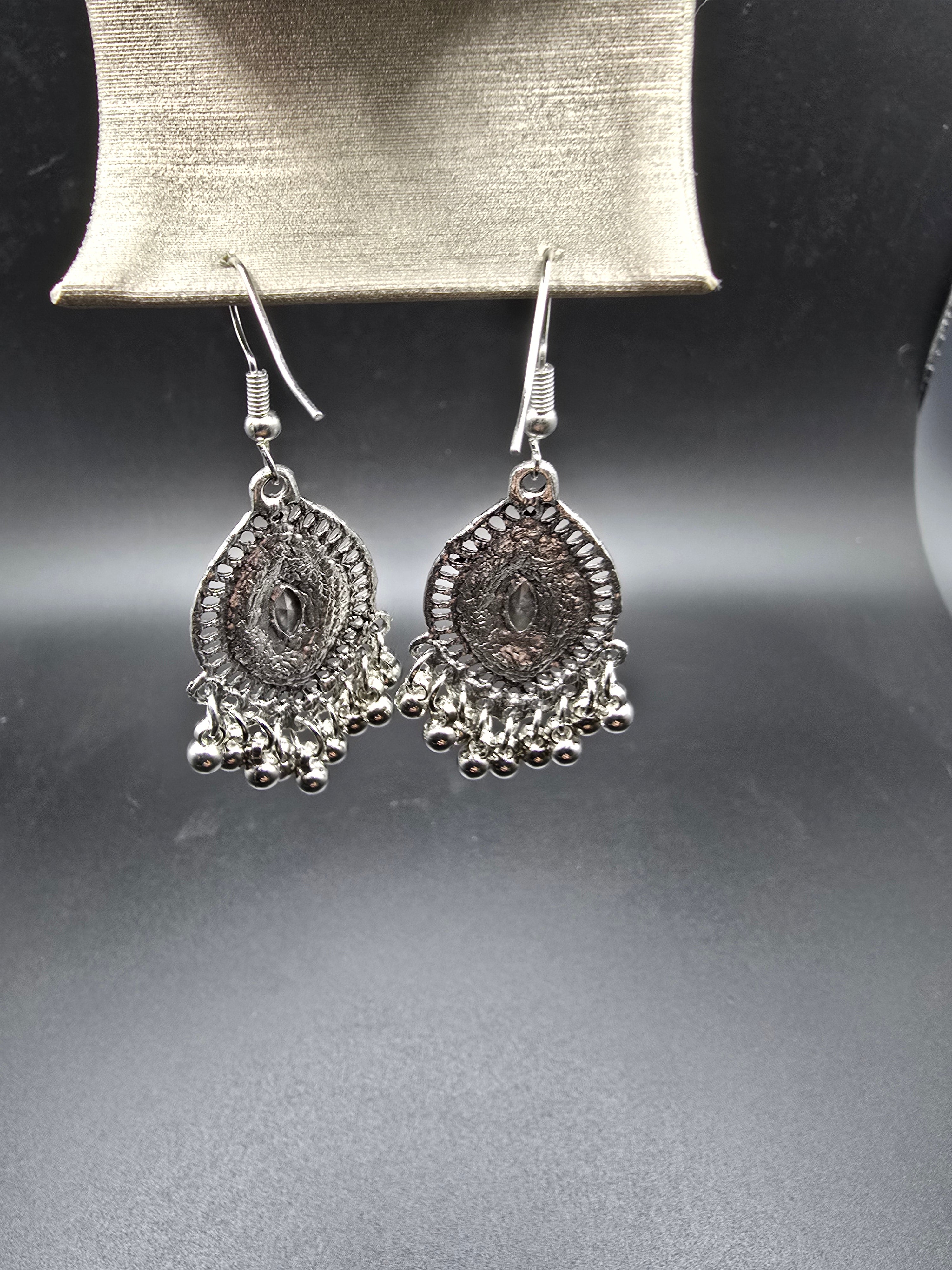 Silver Clear Marquise Teardrop Dangle Drop Earrings 2 In Boho Hook Earrings