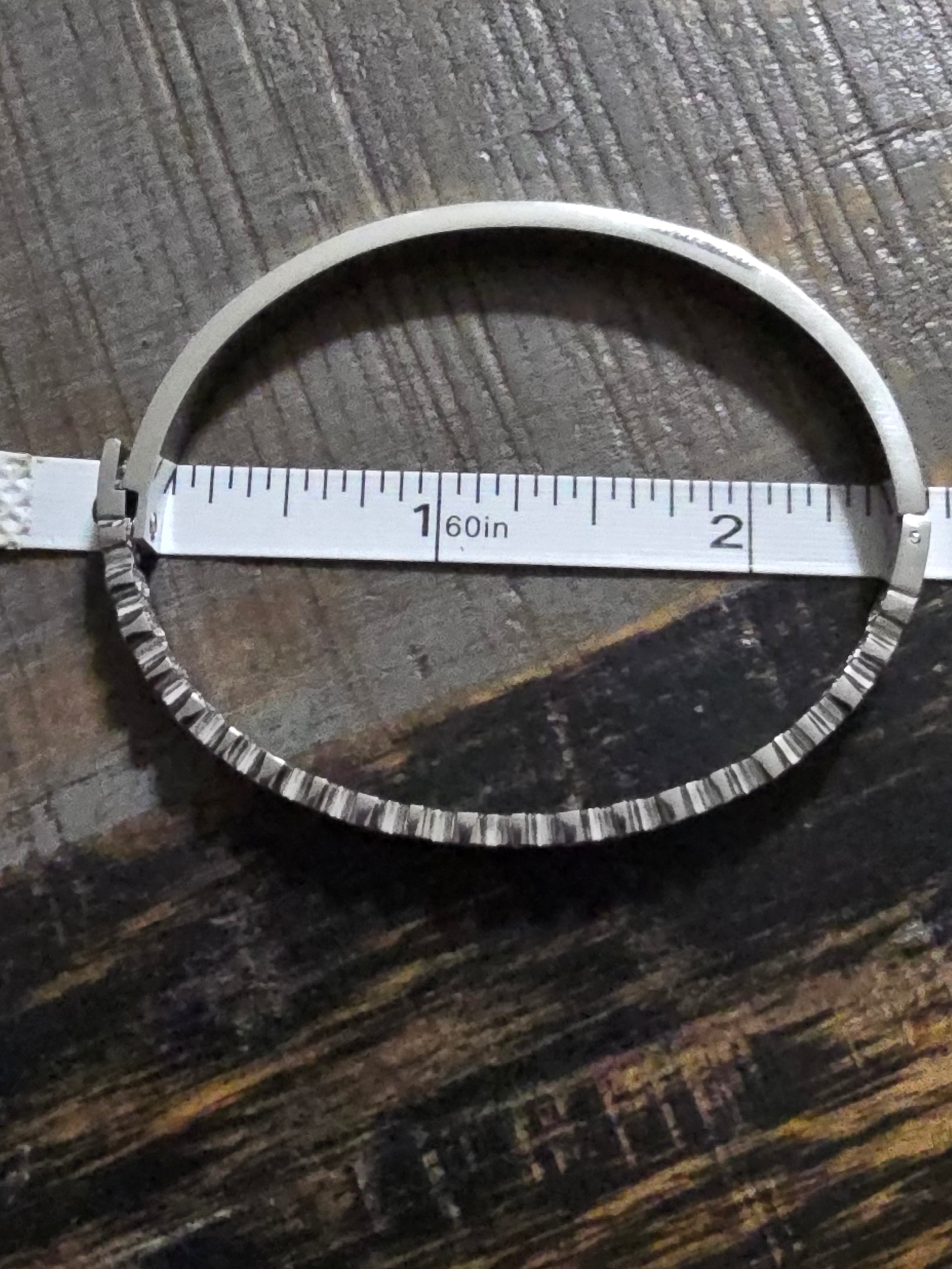 Silver Tone Metal Stackable Round Cuff Bangle Bracelet Crystal Accent